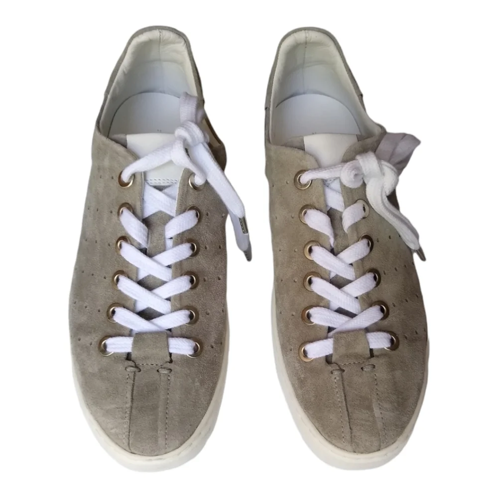 NIB Rag & Bone Linden Cemento Perforated Sued Platform Sneakers in Gray Size 9.5